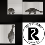 A dnd miniature ankylosaurus , photo showing all 3 angles with sizes in mm.
