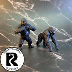 A dnd miniature ape primed in black.

