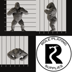 A dnd miniature ape , photo showing all 3 angles with sizes in mm.