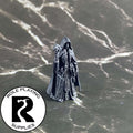 A dnd miniature archmage primed in black.
