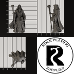 A dnd miniature archmage , photo showing all 3 angles with sizes in mm.