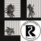 A dnd miniature banshee, photo showing all 3 angles with sizes in mm.
