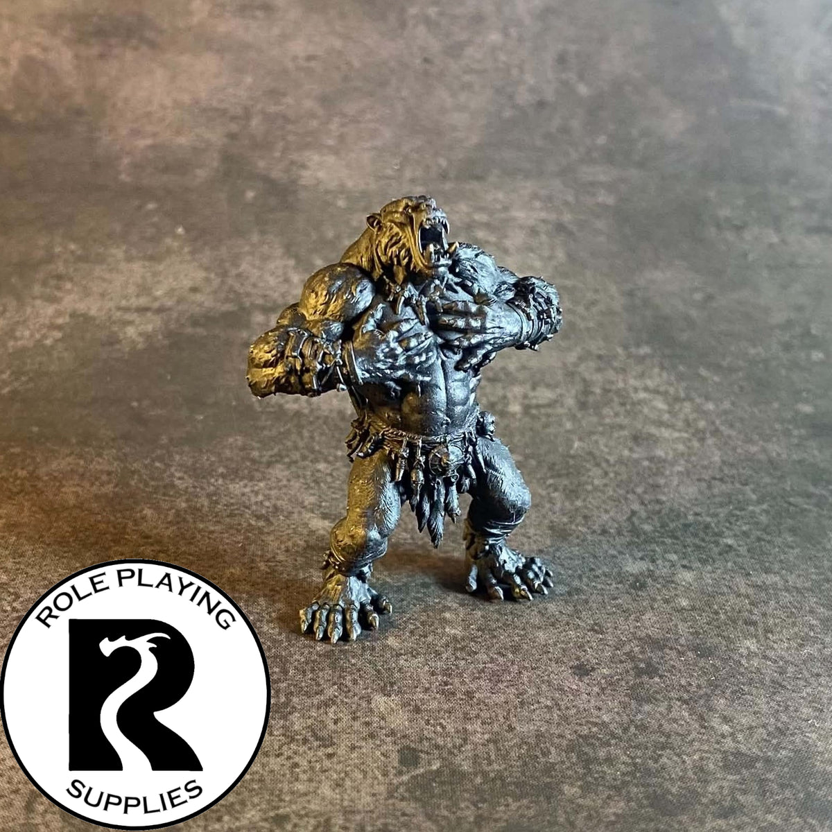 A dnd miniature barlgura primed in black 28mm scale.
