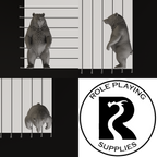 A dnd miniature black bear, photo showing all 3 angles with sizes in mm.