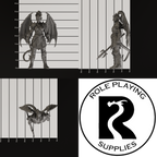 A dnd miniature cambion, photo showing all 3 angles with sizes in mm.
