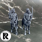 A dnd miniature centaur primed in black.
