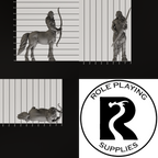 A dnd miniature centaur, photo showing all 3 angles with sizes in mm.