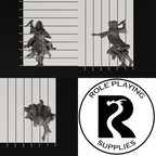 A dnd miniature cultist, photo showing all 3 angles with sizes in mm.
