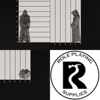 A dnd miniature cultist, photo showing all 3 angles with sizes in mm.
