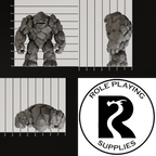 A dnd miniature galeb duhr, photo showing all 3 angles with sizes in mm.