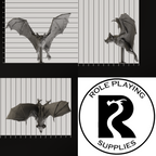 A dnd miniature giant bat, photo showing all 3 angles with sizes in mm.
