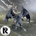 A dnd miniature giant four-armed gargoyle primed in black.

