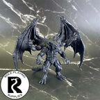 A dnd miniature giant four-armed gargoyle primed in black.
