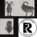 A dnd miniature giant goat, photo showing all 3 angles with sizes in mm.