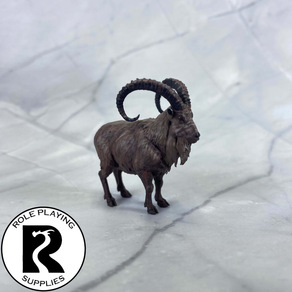 A dnd miniature giant goat painted.
