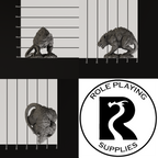 A dnd miniature giant rat, photo showing all 3 angles with sizes in mm.
