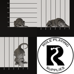 A dnd miniature giant rat, photo showing all 3 angles with sizes in mm.
