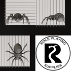 A dnd miniature giant spider, photo showing all 3 angles with sizes in mm.