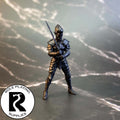 A dnd miniature githyanki warrior primed in black.
