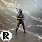 A dnd miniature githyanki warrior primed in black.
