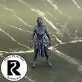 A dnd miniature githzerai monk primed in black.
