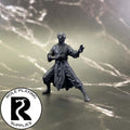 A dnd miniature githzerai zerth primed in black.
