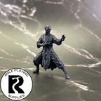 A dnd miniature githzerai zerth primed in black.
