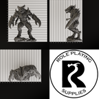 A dnd miniature glabrezu, photo showing all 3 angles with sizes in mm.
