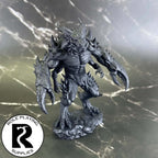 A dnd miniature glabrezu primed in black.
