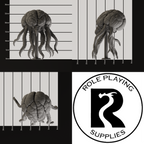 A three view image of a dnd miniature grell.