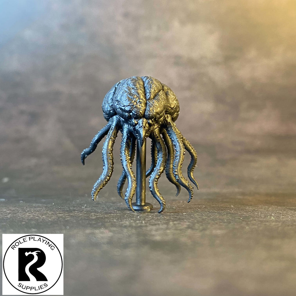 A dnd miniature Grell prmied in black.