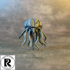 A dnd miniature Grell prmied in black.