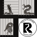 A dnd miniature grick, photo showing all 3 angles with sizes in mm.
