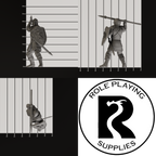 A dnd miniature guard, photo showing all 3 angles with sizes in mm.
