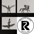 A dnd miniature hippogriff, photo showing all 3 angles with sizes in mm.
