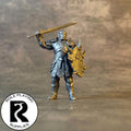 A dnd miniature hobgoblin captain primed in black.
