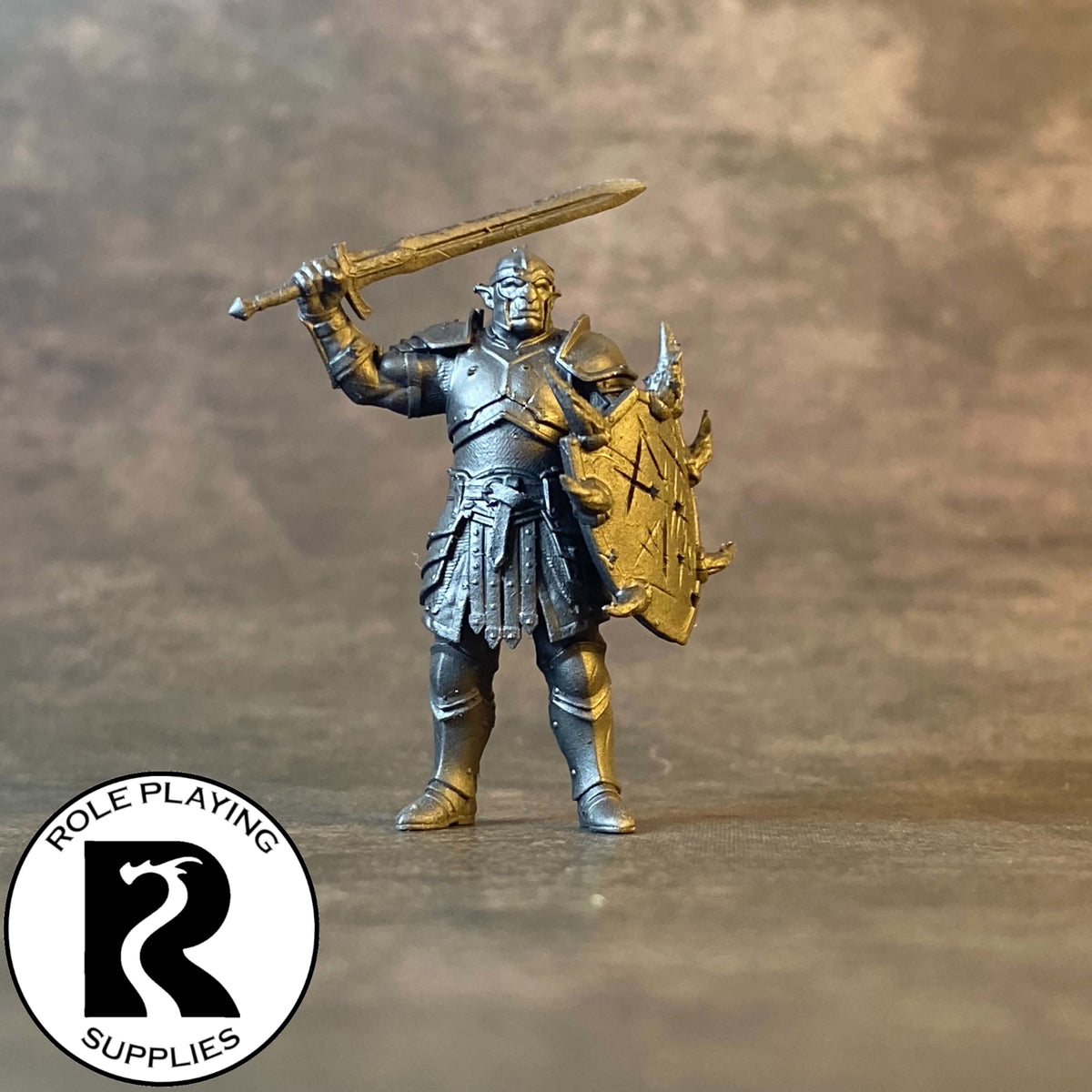 A dnd miniature hobgoblin captain primed in black.
