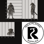 A dnd miniature kenku, photo showing all 3 angles with sizes in mm.