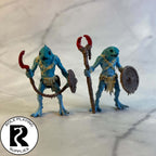 A dnd miniature kuo-toa whip painted.
