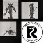 A dnd miniature marid, photo showing all 3 angles with sizes in mm.
