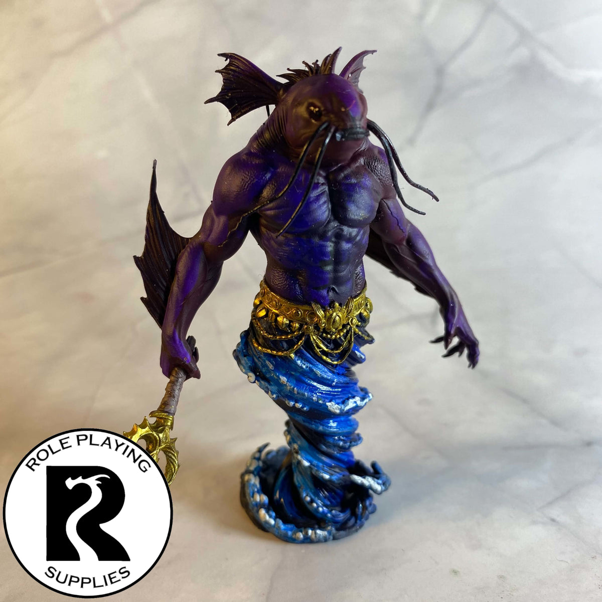 A dnd miniature marid painted.
