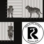 A dnd miniature mastiff, photo showing all 3 angles with sizes in mm.