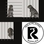 A dnd miniature mastiff, photo showing all 3 angles with sizes in mm.