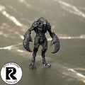 A dnd miniature meenlock primed in black.

