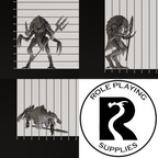 A dnd miniature mezzoloth, photo showing all 3 angles with sizes in mm.
