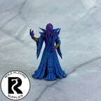A dnd miniature mind flayer arcanist painted.
