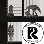 A dnd miniature mist hound, photo showing all 3 angles with sizes in mm.
