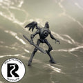 A dnd miniature monodrone primed in black.
