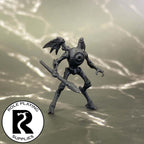 A dnd miniature monodrone primed in black.
