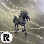 A dnd miniature nightmare primed in black.
